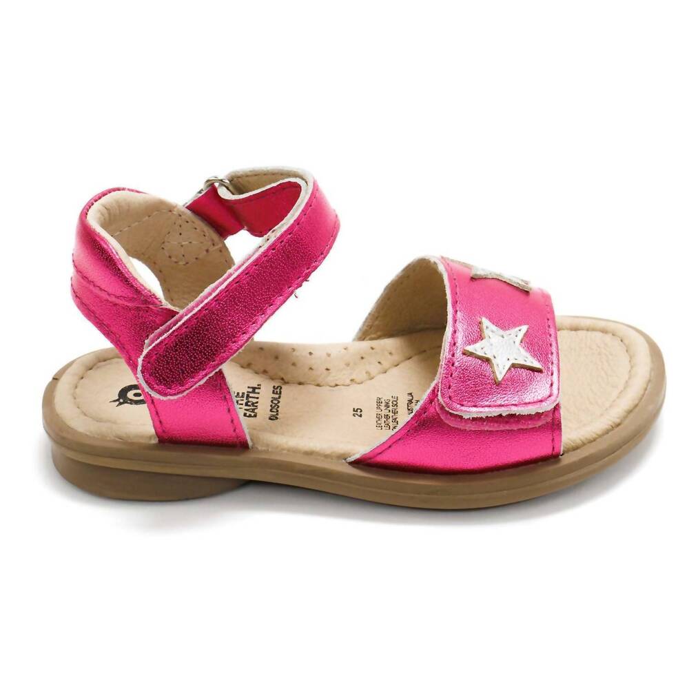 NEW OLDSOLES toddler's dazzle adjustable leather sandals in fuchsia foil